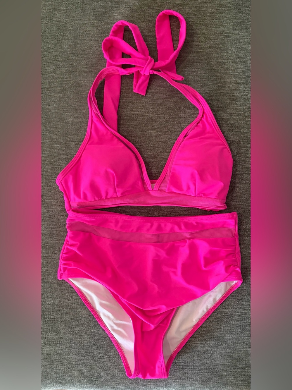 Hot Pink Two-Piece Halter Bikini Set
